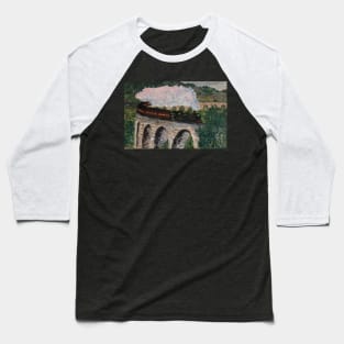 Train steaming over bridge Baseball T-Shirt